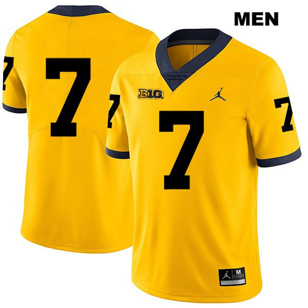 Men's NCAA Michigan Wolverines Tarik Black #7 No Name Yellow Jordan Brand Authentic Stitched Legend Football College Jersey ZK25B13EP